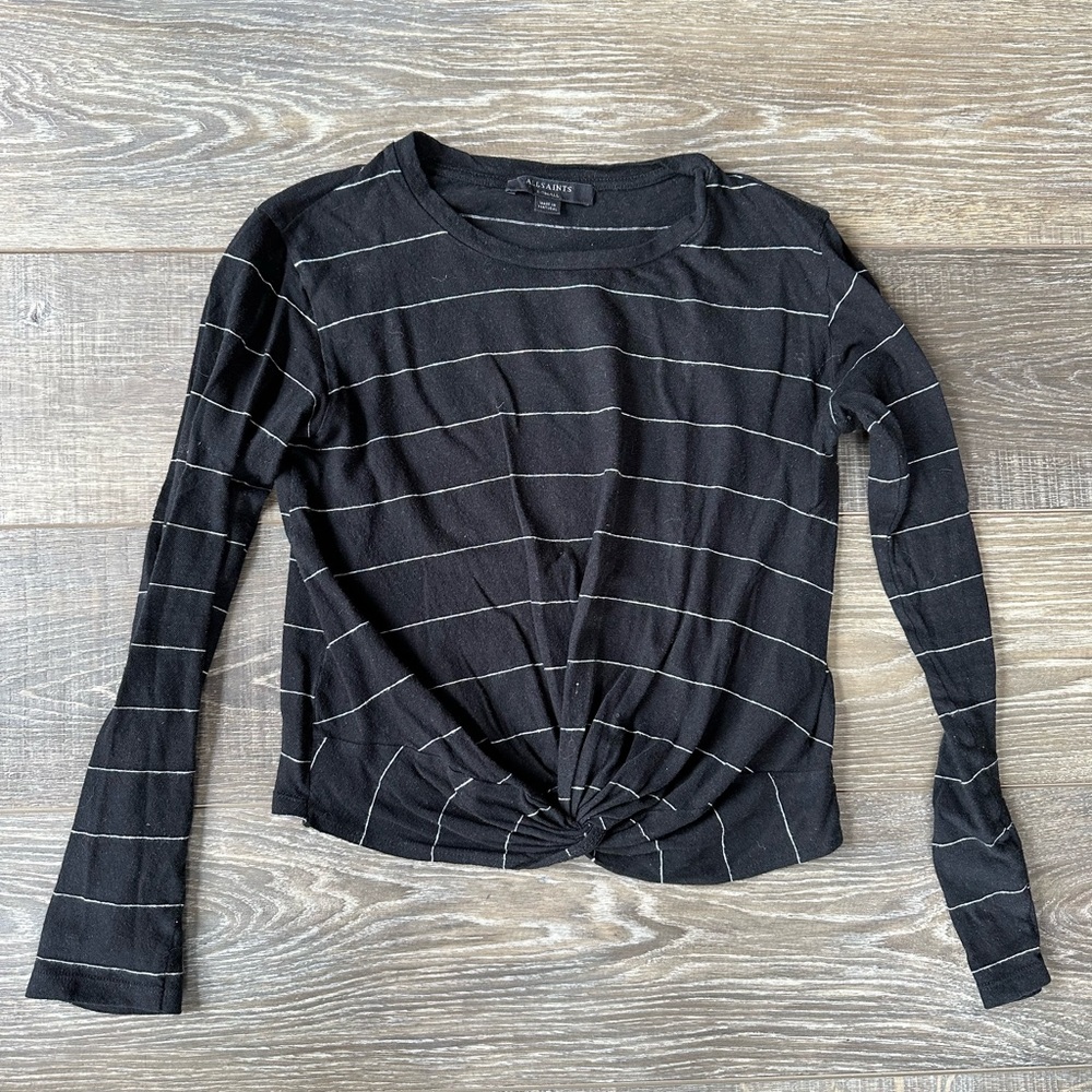 All Saints Striped Cropped Shirt